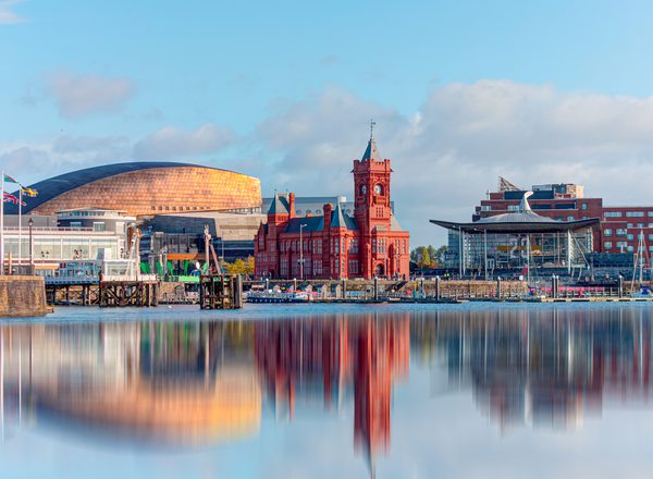 Panoramic view of the Cardiff Bay