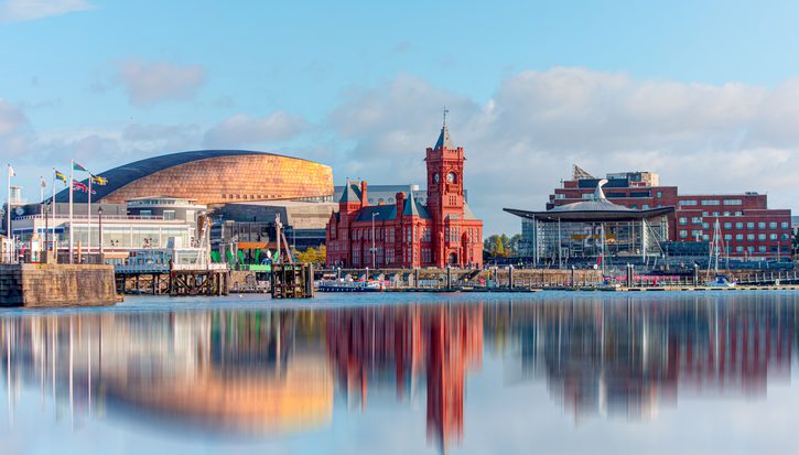 Panoramic view of the Cardiff Bay