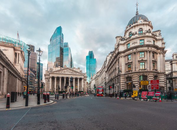 Street scene in financial district, London