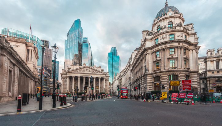 Street scene in financial district, London