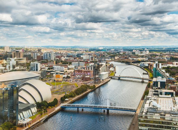 A view of Glasgow, Scotland, from above.