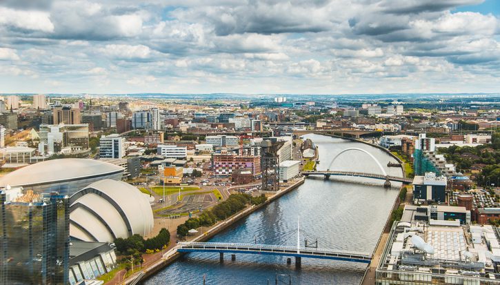 A view of Glasgow, Scotland, from above.
