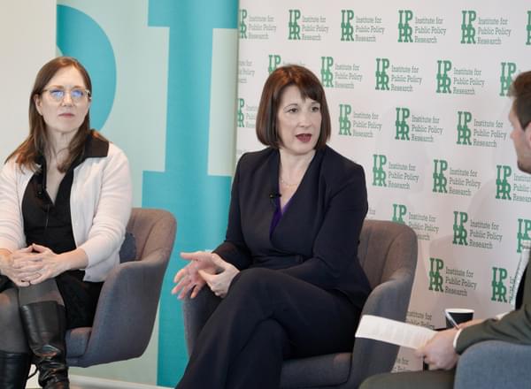 Rachel Reeves and Heather Boushey speaking at an IPPR event
