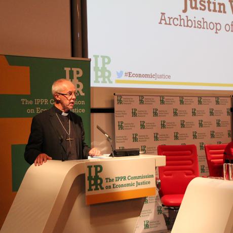 Archbishop of Canterbury Justin Welby speaking at the launch of IPPR's Commission on Economic Justice