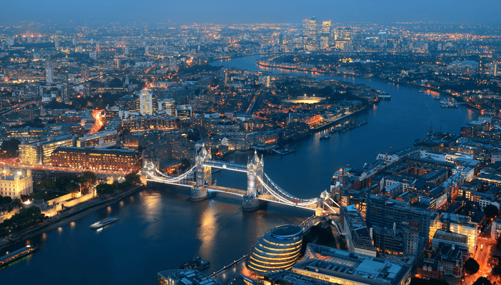 London skyline at night
