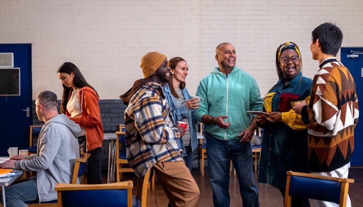 A group of people in a UK community centre